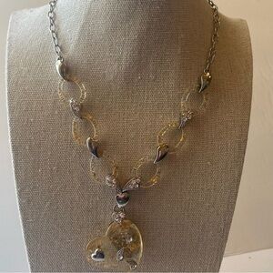 Vintage (80's) Puffy Hard Plastic Choker Heart Shaped Pendant  Necklace.